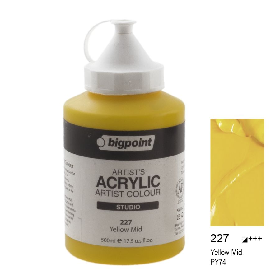 BİGPOİNT BPPAS500A-227 AKRİLİK BOYA 500 ML YELLOW MİD 227