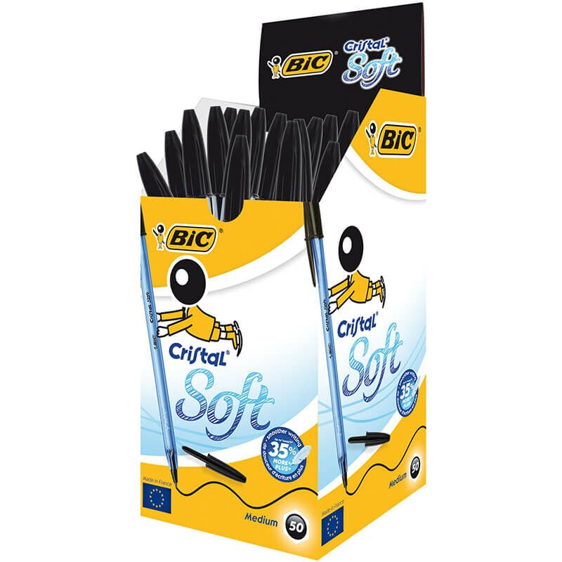 BİC CRİSTAL SOFT TÜKNMZ KALM 50'Lİ KT SİYAH 951433