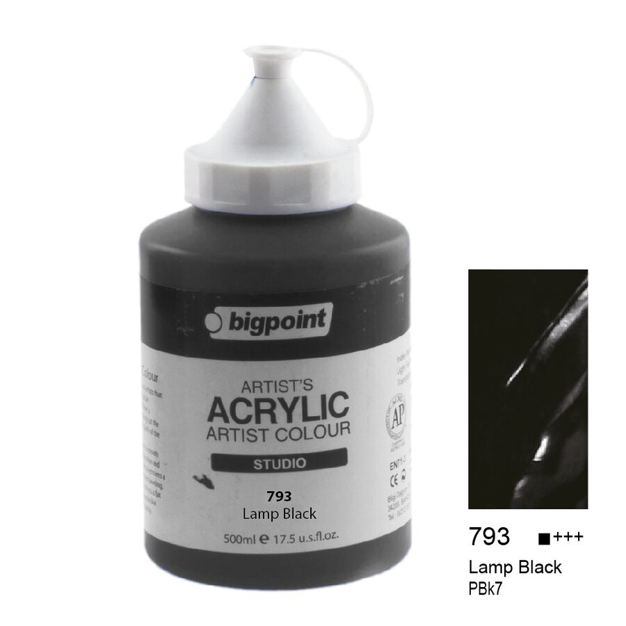 BİGPOİNT BPPAS500A-793 AKRİLİK BOYA 500 ML LAMP BLACK 793