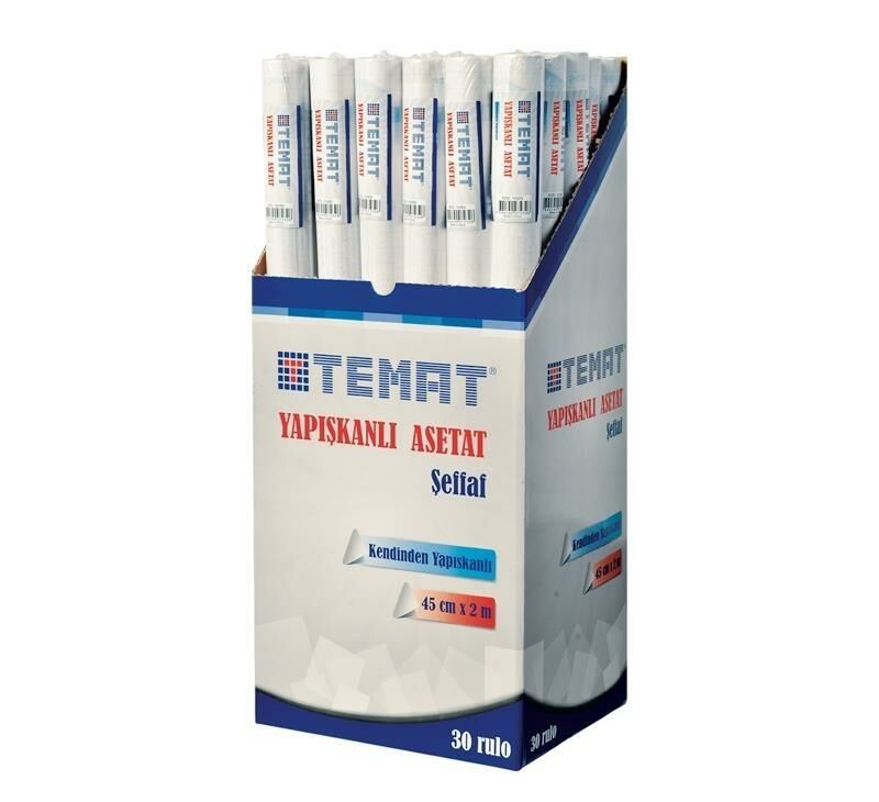 TEMAT 11593 YAPIŞKANLI ASETAT 45cmx10mt ŞEFFAF RULO