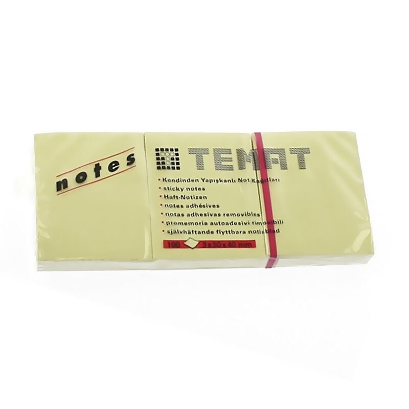 TEMAT 11230 YAPIŞKANLI NOT KAĞIDI 3X50X40 SARI 12'Lİ PK.