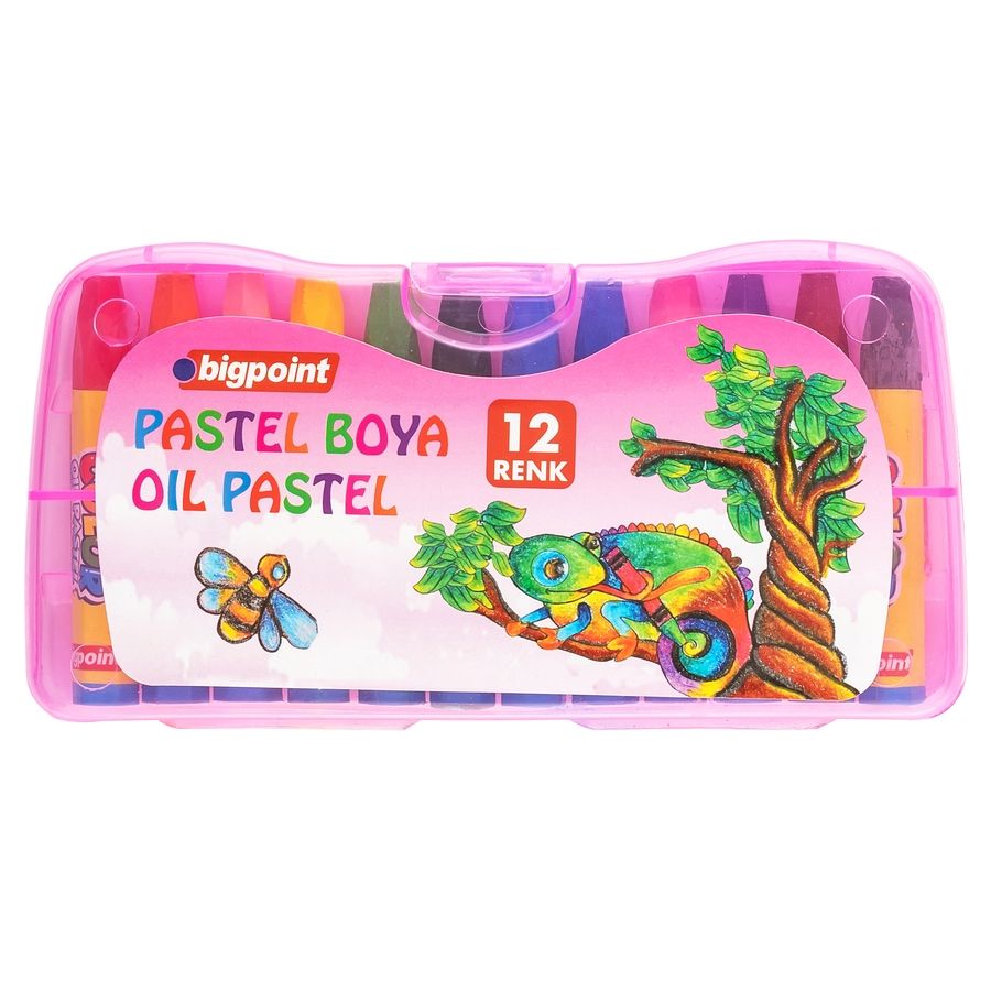BİGPOİNT BP741-12P PASTEL BOYA 12 RENK - PEMBE KUTULU