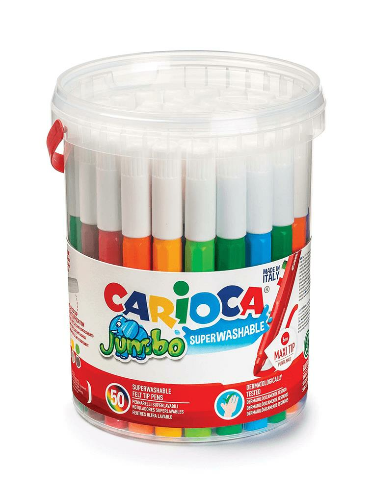 CARİOCA 42312 JUMBO SÜPER YIKANABİLİR KEÇELİ BOYA KALEMİ 50'Lİ