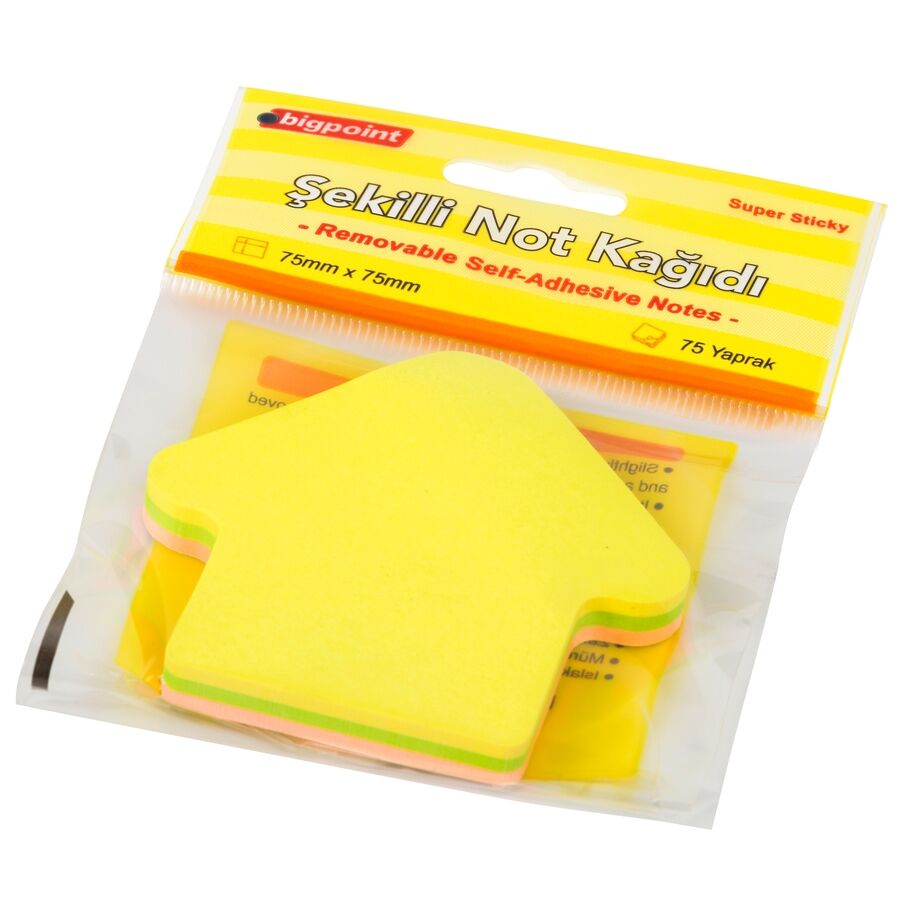 BİGPOİNT BP817-05 ŞEKİLLİ NOT KAĞIDI OK 75 YAPRAK 12'Lİ PAKET