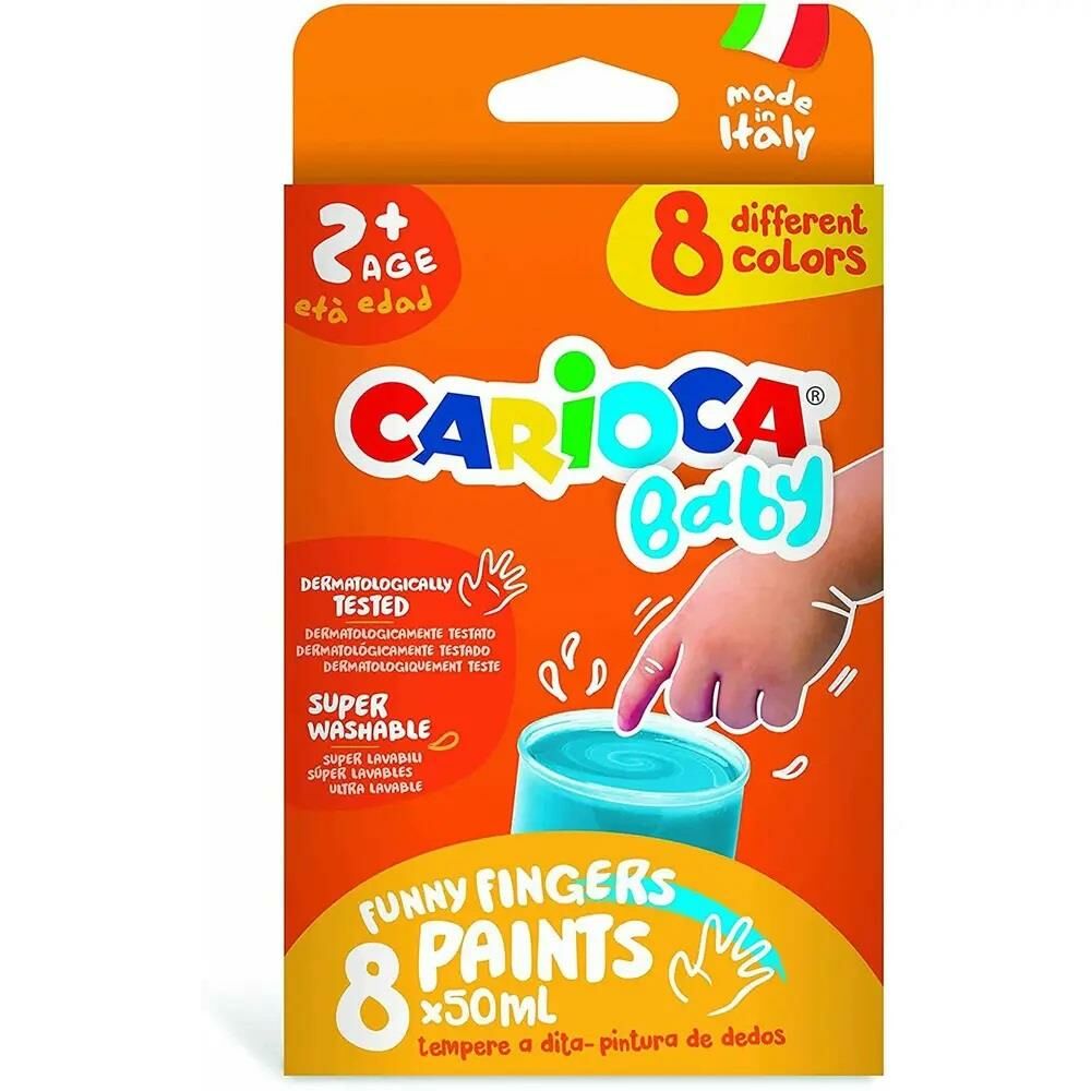 CARİOCA 43174 BEBEK PARMAK BOYASI 8 RENK 8X50 ML SÜPER YIKANABİLİR