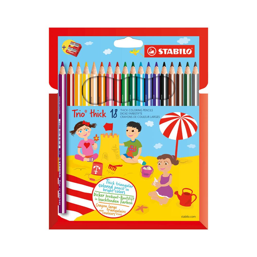 STABİLO 203/2-18 TRİO KURUBOYA + KALEMTRAŞ HARTUNG 18'Lİ