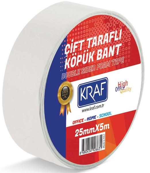 KRAF 5025G ÇİFT TARAFLI KÖPÜK BANT 25MMX5M