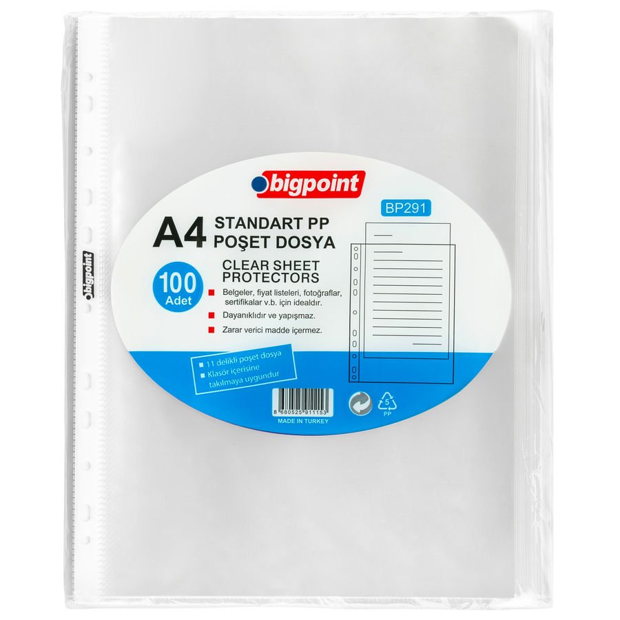 BİGPOİNT BP291 POŞET DOSYA STANDART 40 MİKRON 100'LÜ PAKET