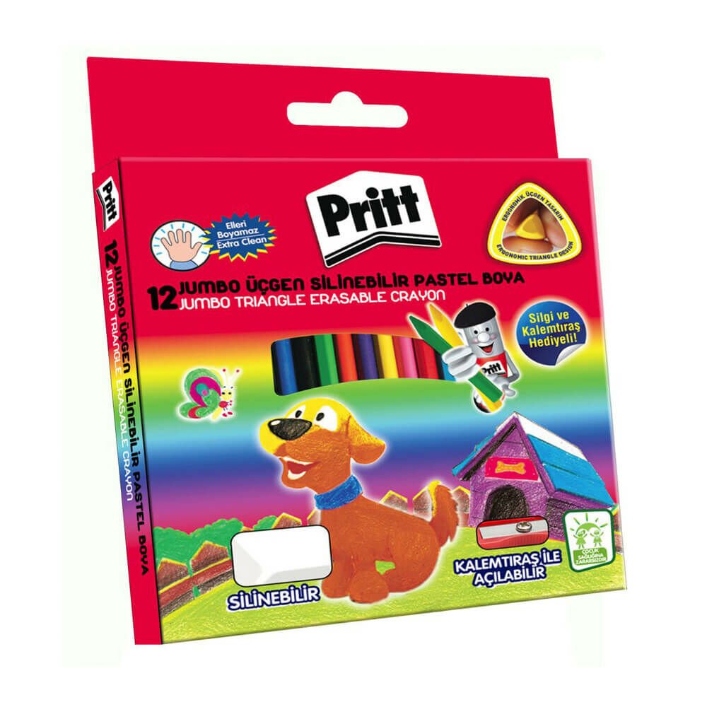 PRİTT 1655739 JUMBO ÜÇGEN SİLİNEBİLİR PASTEL 12 Lİ