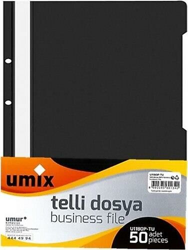 UMİX U1180P-SI-ECO A4 TELLİ DOSYA 50'Lİ SİYAH