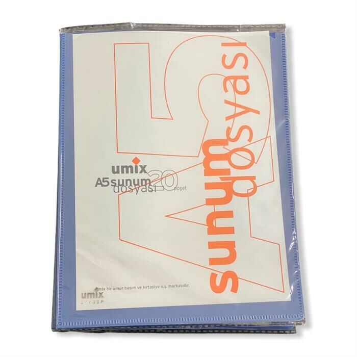 UMİX U1192P-Sİ A5 ÖNDEN CEPLİ SUNUM DOSYASI 20'Lİ LACİVERT