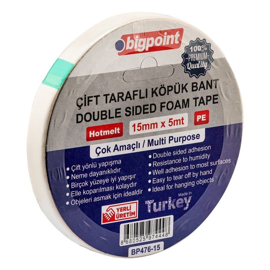 BİGPOİNT BP476-15 ÇİFT TARAFLI KÖPÜK BANT 15MMX5M