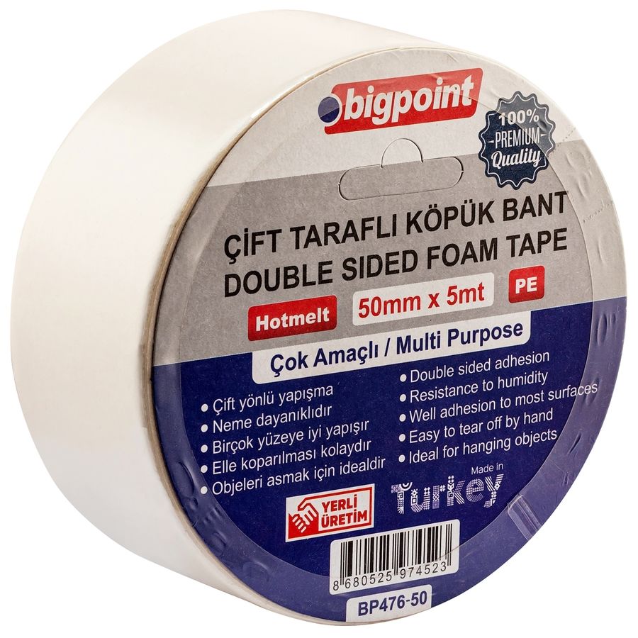 BİGPOİNT BP476-50 ÇİFT TARAFLI KÖPÜK BANT 50MMX5M