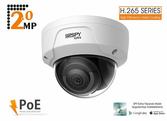 SP-EX2121G0-I 2.0 MP 2,8 MM MP LENS 2 EXIR LED H.265 IR DOME IP KAMERA SES I/O