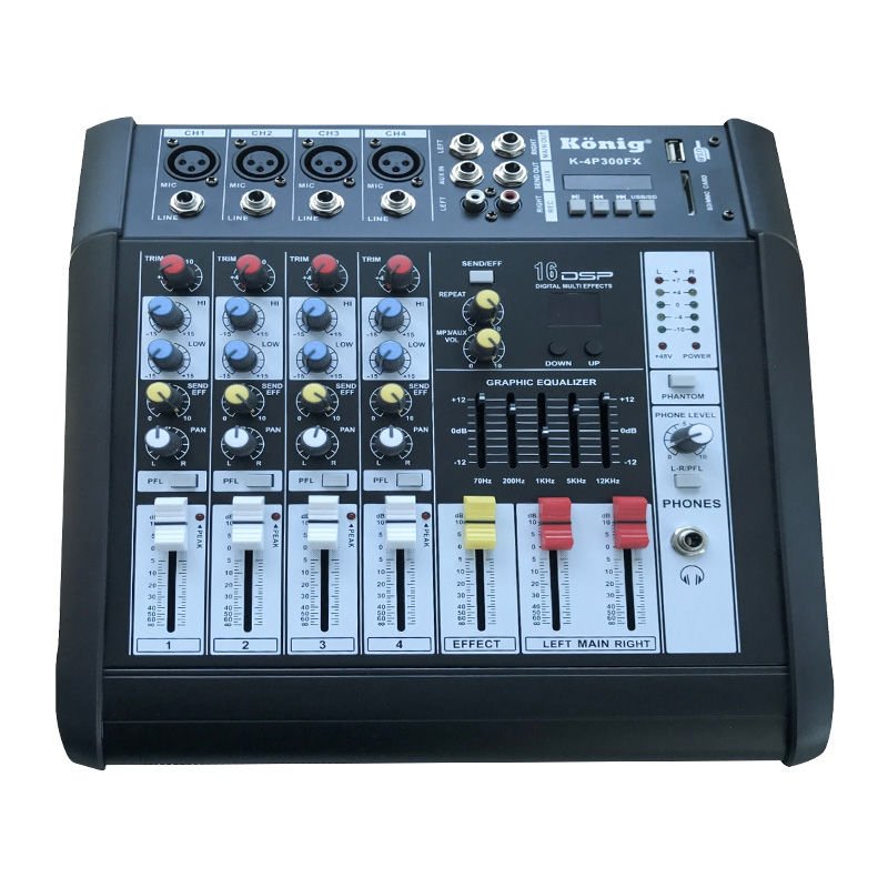 KÖNİG K-4 P300 FX 2X150 300 W USB-SD-BLUETOOTH 4 KANAL POWER MIXER