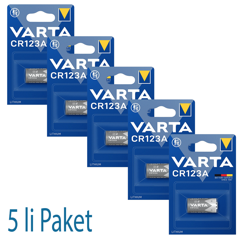 VARTA CR123A 3 VOLT LİTYUM PİL (5 ADET PAKET FİYATI)