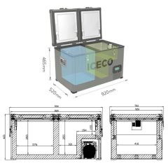 ICECO YCD90 12/24Volt 220Volt 90 Litre Çift Bölmeli Outdoor Kompresörlü Oto Buzdolabı/Dondurucu