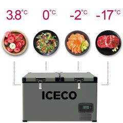 ICECO YCD90 12/24Volt 220Volt 90 Litre Çift Bölmeli Outdoor Kompresörlü Oto Buzdolabı/Dondurucu