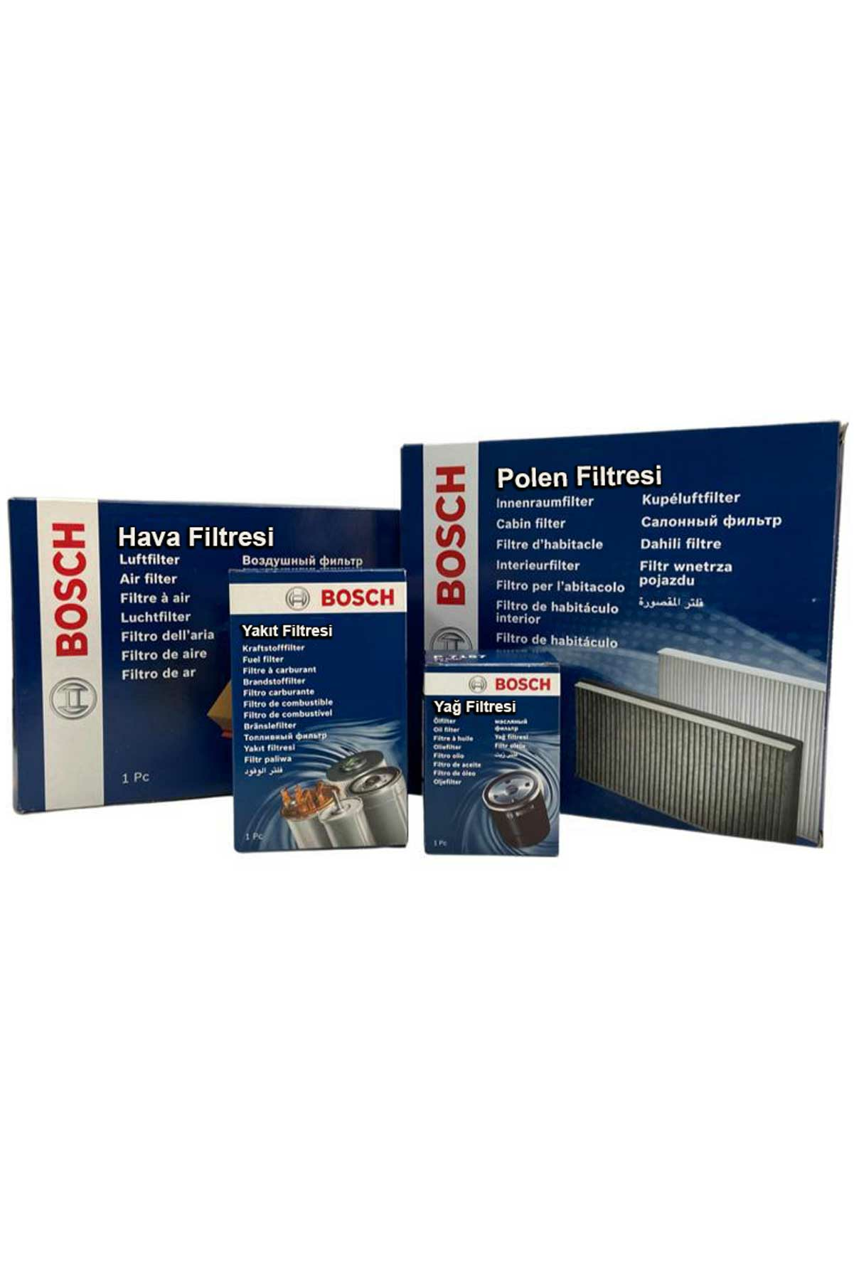 Ford Courier 1.5 1.6 TDCI Dizel Bosch Filtre Bakım Seti 2014-2017 Hava+Yağ+Yakıt+Standart Polen