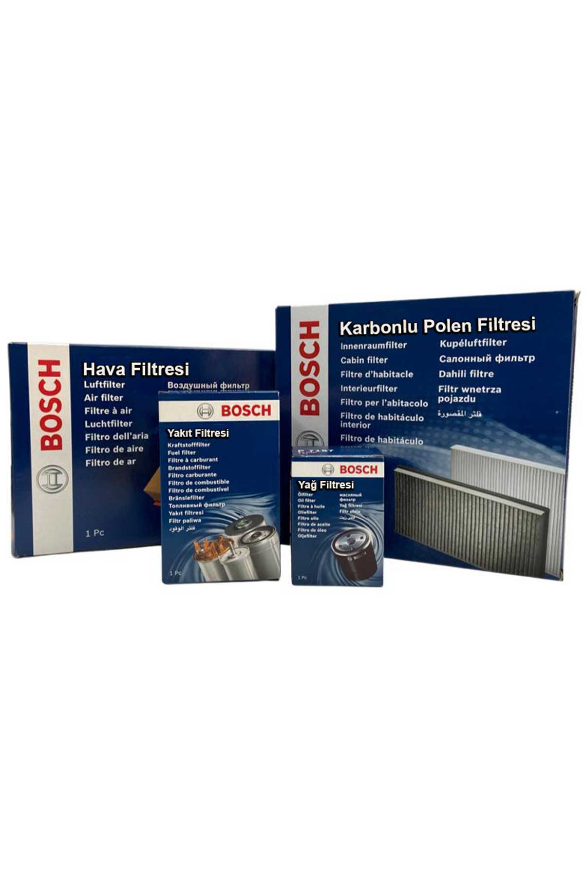 Ford Courier 1.5 1.6 TDCI Dizel Bosch Filtre Bakım Seti 2014-2017 Hava+Yağ+Yakıt+Karbonlu Polen