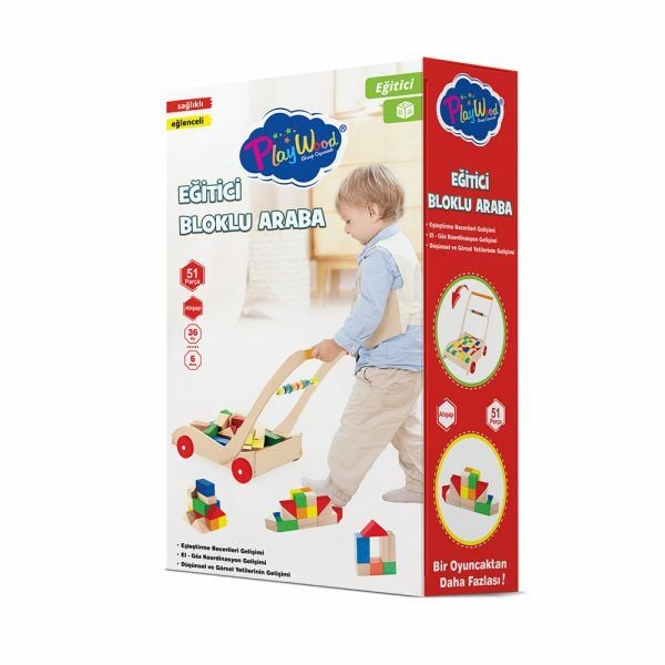 Play Wood Kutuda Ahşap Arabalı Bloklar