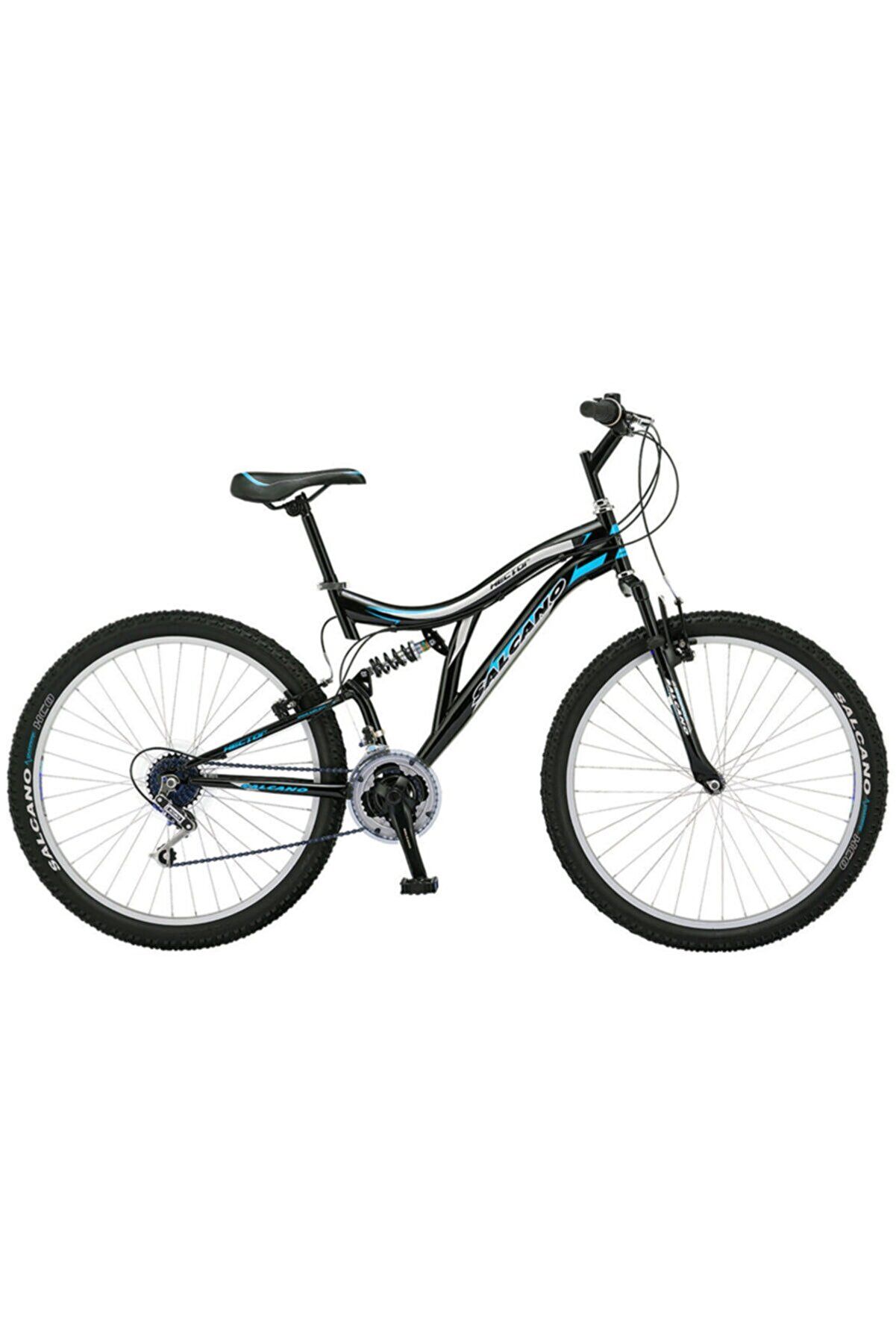 Salcano Hector 24 V 24 Jant (140-155 cm Boy) Papuç Fren 21 Vites Çift Amortisörlü Çocuk Dağ Bisikleti Siyah Mavi Beyaz