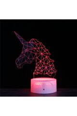 Unicorn At 3d Lamba Usb Ve Pilli 7 Renk Değiştiren Led Işık
