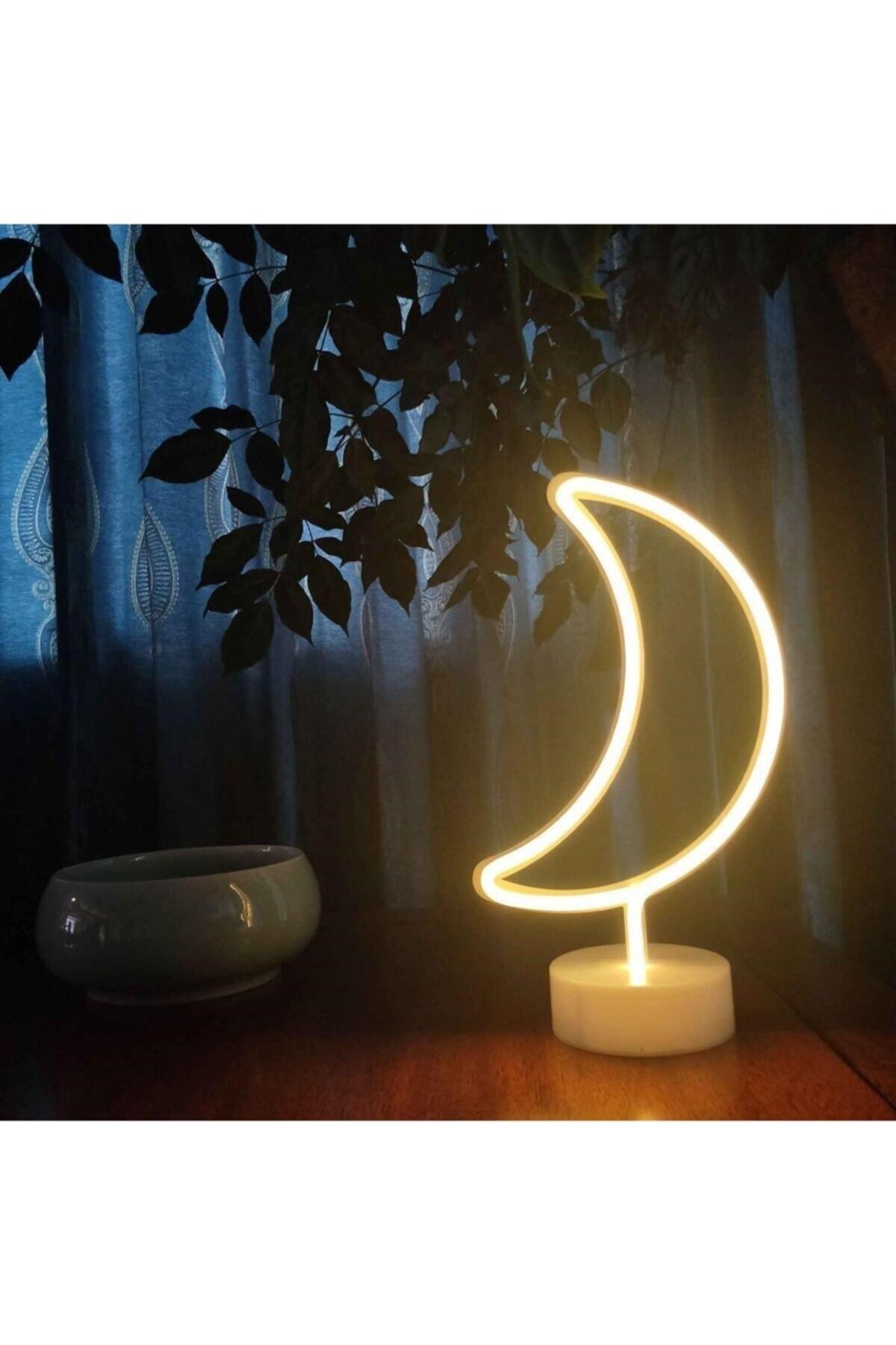 Hilal Ay Tasarımlı Usb Ve Pilli Neon Led Masa ve Gece Lambası