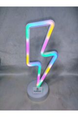Şimşek Şeklinde Rgb Neon Dekoratif Led Lamba Usb'li Masa Lambası