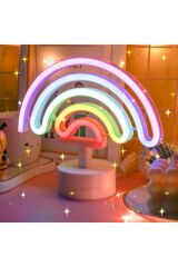 Gökkuşağı Çocuk Oda Gece Lambası Dekoratif Hediyelik Renkli Neon Led