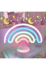 Gökkuşağı Çocuk Oda Gece Lambası Dekoratif Hediyelik Renkli Neon Led