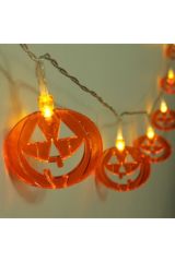 Sevimli Balkabağı Madalyon Kesim Halloween 10'lu Led Işık Zinciri
