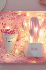 Led Işıklı Sevimli Kaktüs Dekoratif Mini Biblo Gece Lambası
