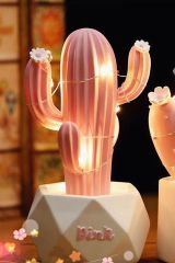 Led Işıklı Sevimli Kaktüs Dekoratif Mini Biblo Gece Lambası