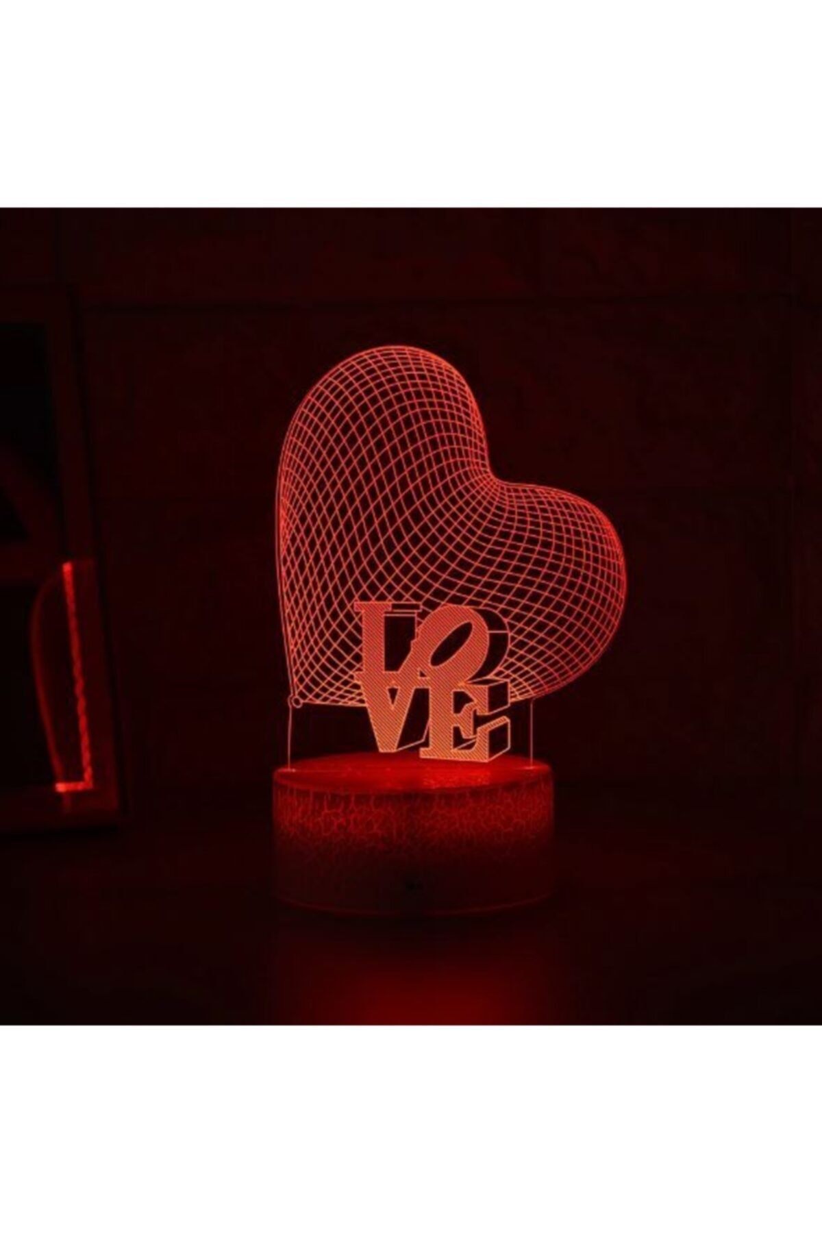 Kalp Üzeri Love Yazılı 3d Lamba Usb Ve Pilli 7 Renk Değiştiren Led Işık