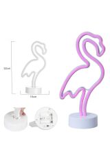 Pembe Flamingo Model Neon Led Işıklı Masa Lambası