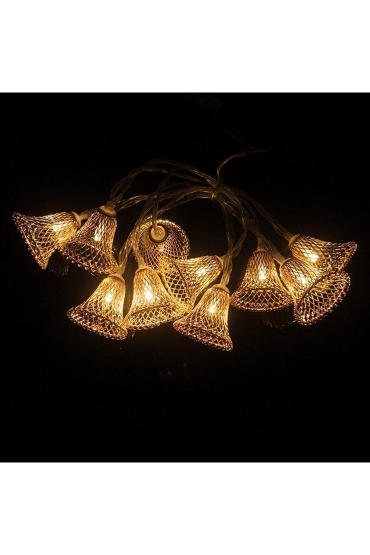 Yılbaşı Parti Dekorasyonu Çan Şeklinde Metal Şerit Led Işık