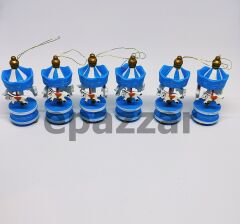 Mavi Ahşap Mini Atlı Karınca 6lı Set Nostaljik Ahşap El Yapımı Atlı Karınca Dekoratif 6'lı Süsler