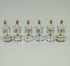 Krem Ahşap Mini Atlı Karınca 6lı Set Nostaljik Ahşap El Yapımı Atlı Karınca Dekoratif 6'lı Süsler
