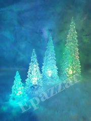 4'lü Yılbaşı Çam Ağacı Işıklı Biblo Masa Üstü Akrilik Renkli Mini Led Çam Ağacı