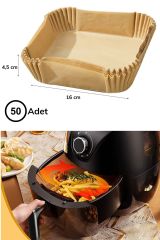 100 Adet Air Fryer Fritöz Pişirme Kağıdı Kare Tepsi Model Hazır Tek Kullanımlık Yağ Geçirmez Kağıt