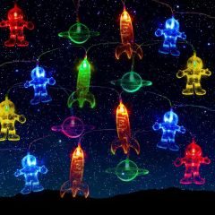Renkli Çocuk Odası Aydınlatma Uzay Temalı Led Işık Zinciri Mars Astronot Pilli Süsleme Işığı