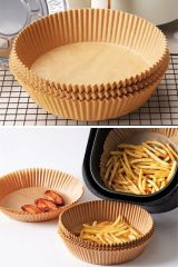 100 Adet Air Fryer Fritöz Pişirme Kağıdı Yuvarlak Tepsi Model Hazır Tek Kullanımlık Kağıt