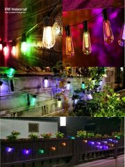 10'lu Multibulb Ampul 8 Fonksiyonlu Festival Kamp Bahçe Solar Panelli Led Işık Dizeleri Multicolor