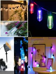 10'lu Multibulb Ampul 8 Fonksiyonlu Festival Kamp Bahçe Solar Panelli Led Işık Dizeleri Multicolor