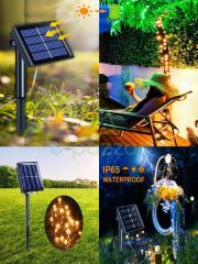 GünIşığı  200 Led 20 Mt. 8 Fonksiyon Solar Panelli Peri Tel Kablo İç &Dış Mekan Bahçe Aydı