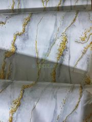 5 Metre X 60 Cm Beyaz Zemin Gold & Gri Desenli Kendinden Yapışkanlı Mermer Desenli Folyo