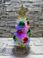 Tepe Yıldızlı 11 Toplu Pilli Rgb Işıklı Gold Püskül Masaüstü Konsept Christmas Noel Yılbaşı Ağacı
