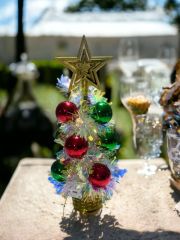 Tepe Yıldızlı 11 Toplu Pilli Rgb Işıklı Gold Püskül Masaüstü Konsept Christmas Noel Yılbaşı Ağacı