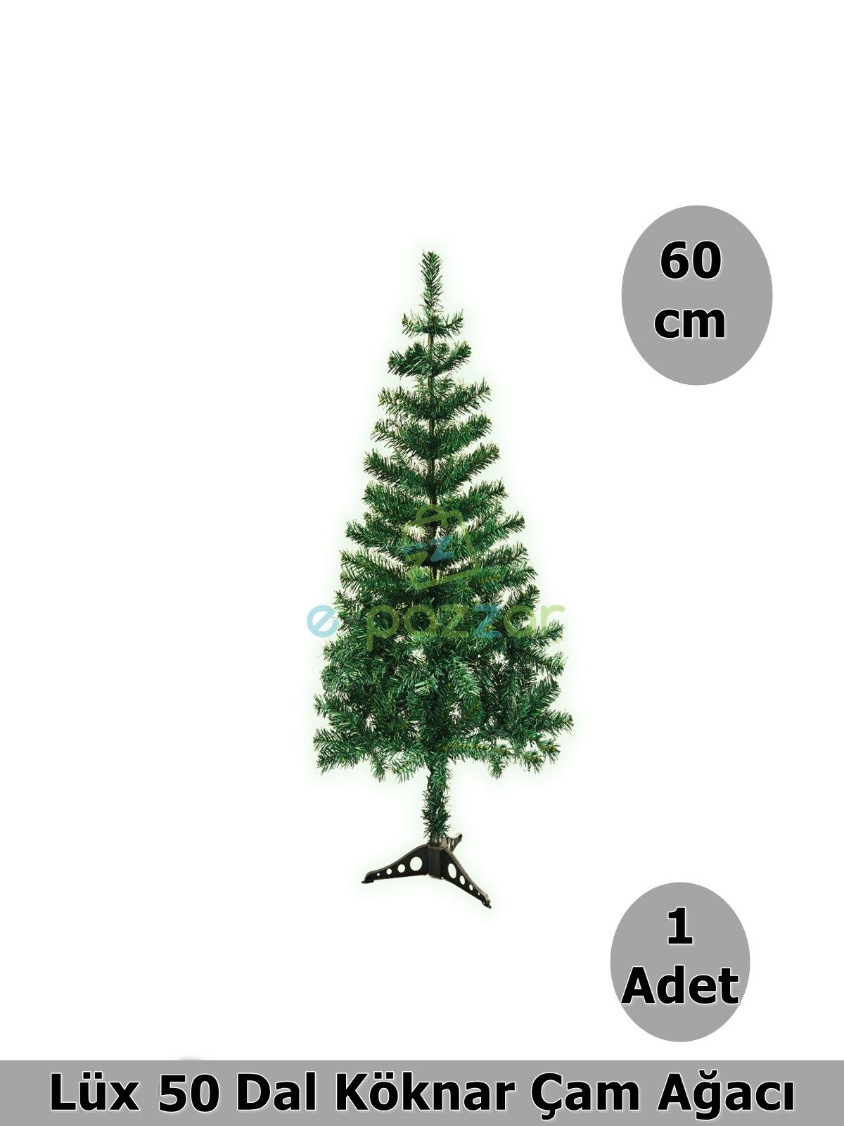 Lüks 60 Cm 50 Dal Christmas Noel Yılbaşı Süsleme Köknar Çam Ağacı Demonte Pvc Ayaklı